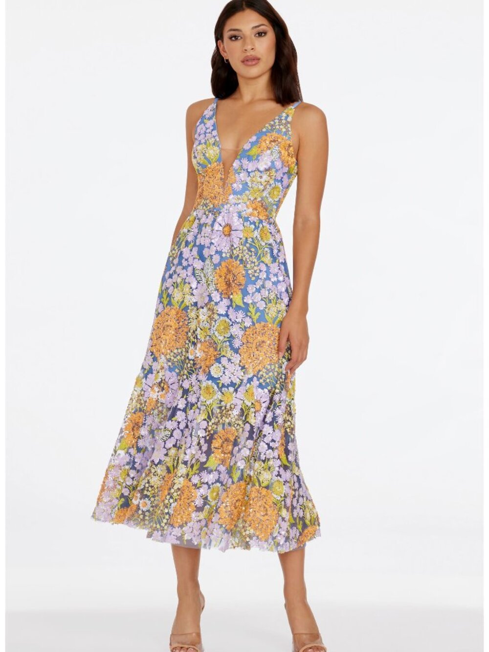 Dress the Population Sierra Floral Embroidered Cocktal Dress